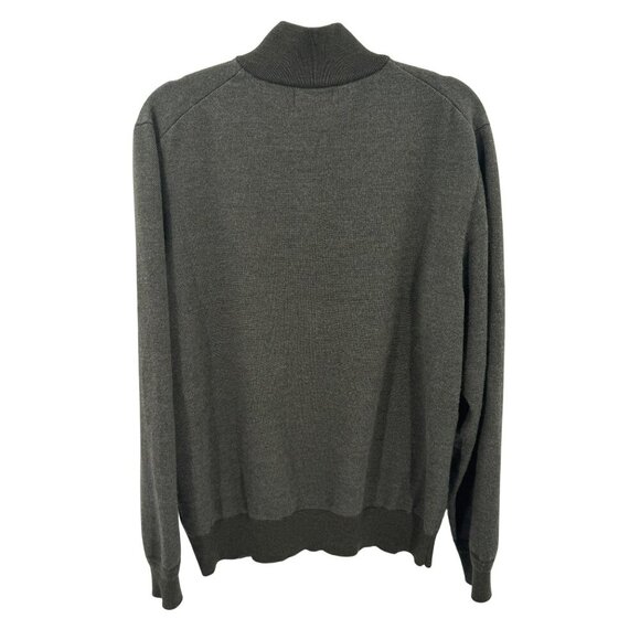 Orvis Olive Green 100% Merino Wool Sweater Mens L With Button-Up Mock Neck Style - Picture 4 of 8